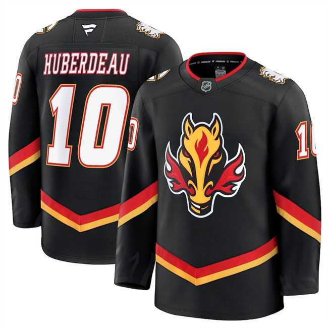 Men%27s Calgary Flames #10 Jonathan Huberdeau Black 2024-25 Alternate Stitched Hockey Jersey Dzhi->buffalo sabres->NHL Jersey